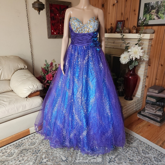 Jovani Dresses & Skirts - Jovani Purple and Gold Strapless Prom Ball Gown